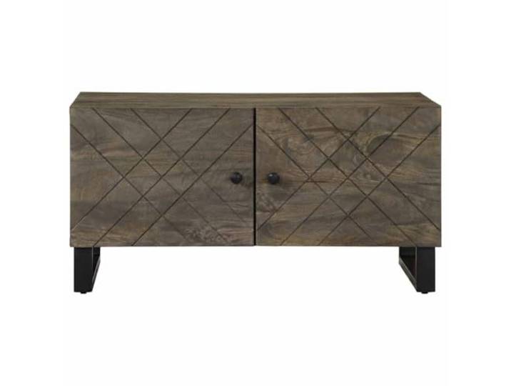 KTHLBRH Couchtisch Schwarz 80 x 50 x 40 cm Massivholz Mango Ablage, Metallgestell, graues Sandstrahl-Finish, Montage erforderlich