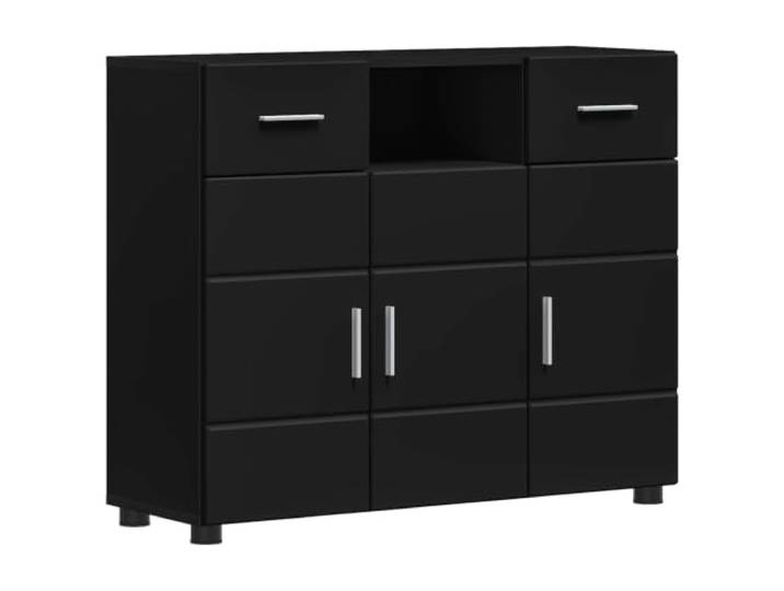 Schubladenschrank Schwarz 88,5 x 30,5 x 73 cm Aus Holzwerkstoffen, Matt Finish, Für Moderne Innenräume, Einfach zu halten