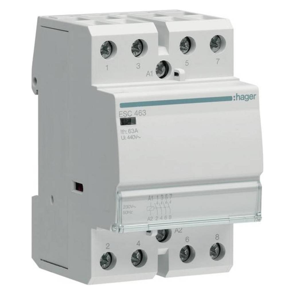 Hager ESC463. Kontakt Strombelastbarkeit: 63 A, Kabelquerschnitt: 4/16 mm², Temperaturbereich in Betrieb: (ESC463)