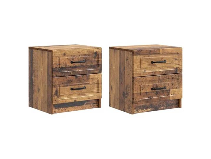KDVXBCQJH Nachttisch 2er Set Altholz 43x34,5x44,5cm Holzwerkstoff Stilvolles 2er Set Beistelltische für Schlafzimmer: Mit 4 Schubladen und schwarzen Griffen für ordentliche Aufbewahrung.