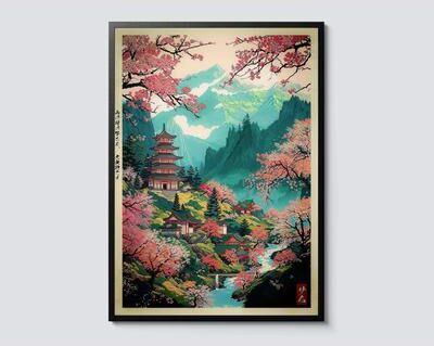 Inspire Essentials Mount Fuji Great Wave Canvas Wall Art Japanese Landscape Poster For Home Decor 14 19.69 X 29.53 In