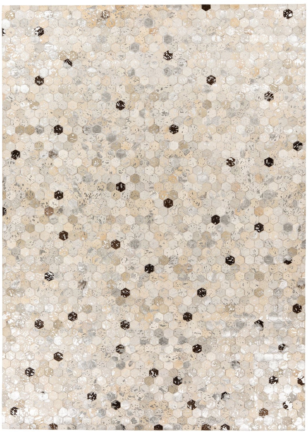 Lavin Leren Vloerkleed Hexagon Geometrisch Zilver/Grijs B/D: 150 x 80 cm