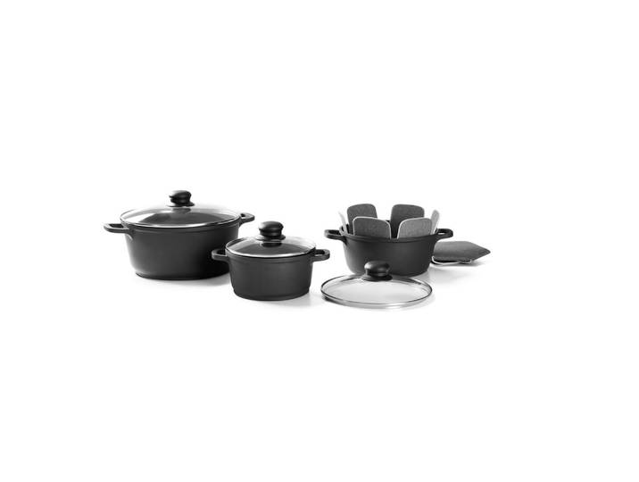 Homeware Profession. Kochtopfset, Klar, Schwarz, Metall, Kunststoff, Glas, 3-teilig, 20 cm,24 cm, Lfgb, Kochgeschirr, Töpfe, Topfsets