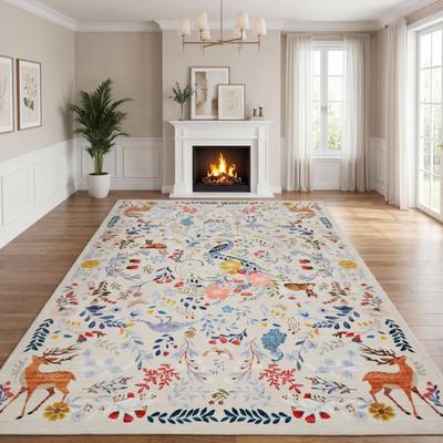 Garvee Machine Washable Animal-Print Area Rug with Rubber Back Non Slip