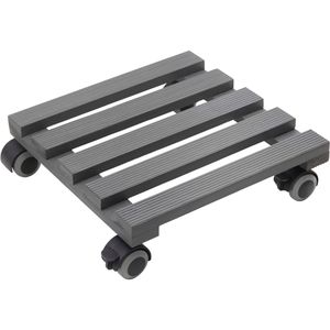 Metafranc Pflanzenroller WU0825300, für innen, aus Kiefernholz, grau, Feststellbremsen, 30 x 30 cm, bis 60 kg