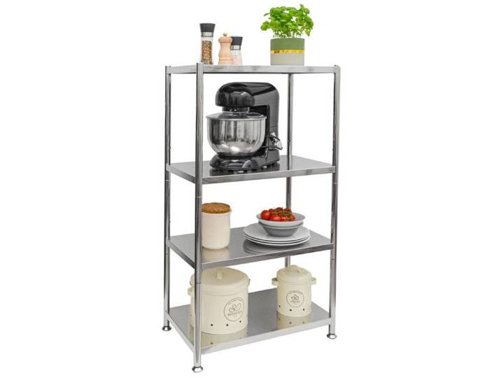 Étagère métallique en acier inox - 61x36x113 étagère murale jusqu'à 60kg - 4 niveaux