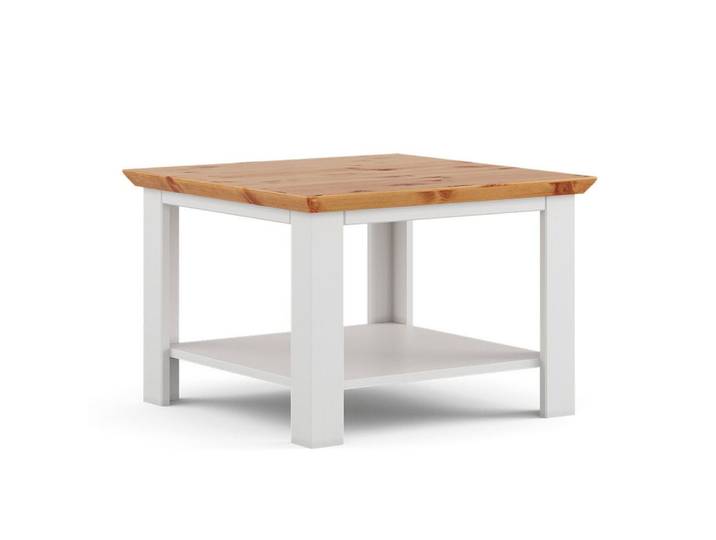 Feldmann-Wohnen Couchtisch Marone Elite (mit Ablagefläche, 1-St., Massivholz, geölte Oberfläche), 70x70x48cm Massivholz geölt / weiß / Kiefer Natur