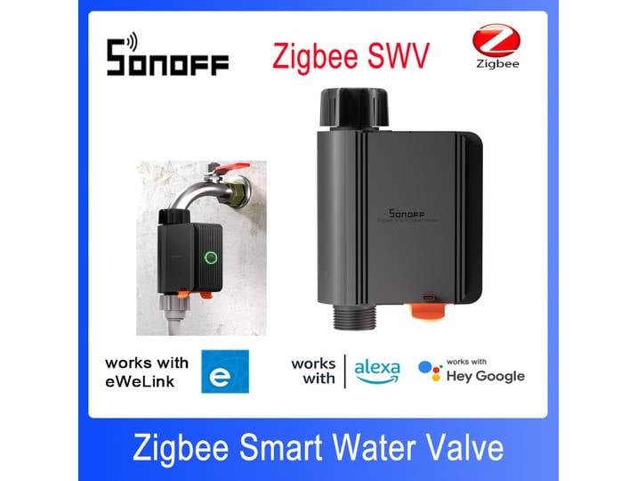 SONOFF SWV vanne d'eau Zigbee robinet contrôleur d'irrigation intelligent système minuterie App commande vocale Via Alexa Google ZHA Ewelink
