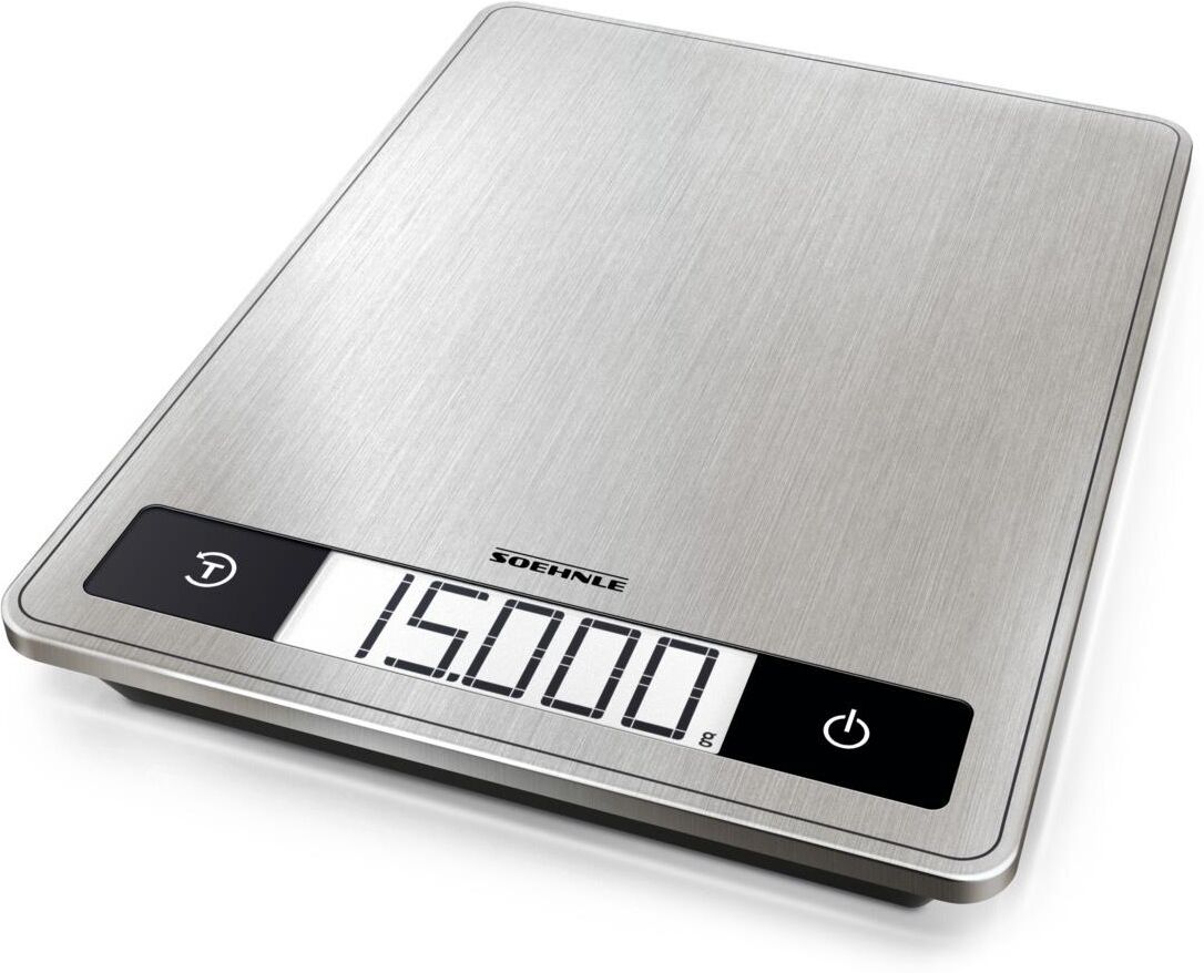 Küchenwaage SOEHNLE "Profi 200", silber (edelstahlfarben), B:17,5cm H:1,6cm L:24cm, Edelstahl, Glas, Küchenwaagen, Küchenwaage, LCD Anzeige edelstahlfarben Einheitsgröße
