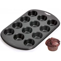 LAGOSTINA Muffin-Backform 12-Loch schwarz antihaft, 38 x 27 cm