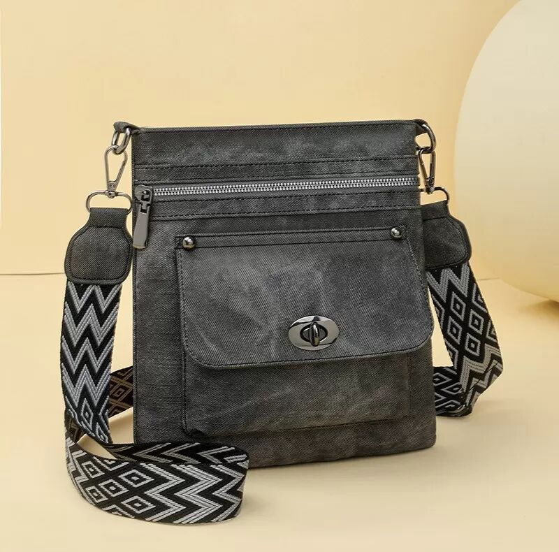 INF Retro Casual Graue PU Leder Schulter Crossbody Handtasche mit Großem Fassungsvermögen