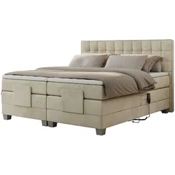 Motor Boxspringbett mit Bettkasten  ¦ beige ¦ Maße (cm): B: 208 H: 118