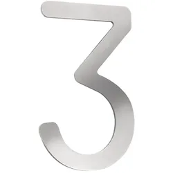 CMD Creative Metalldesign Hausnummer „ 3 “, Höhe 16cm, Edelstahl, gebürstet CMD-3