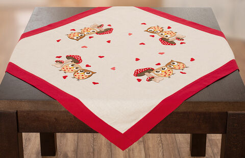 Stickmitteldecke "2 Eulen"