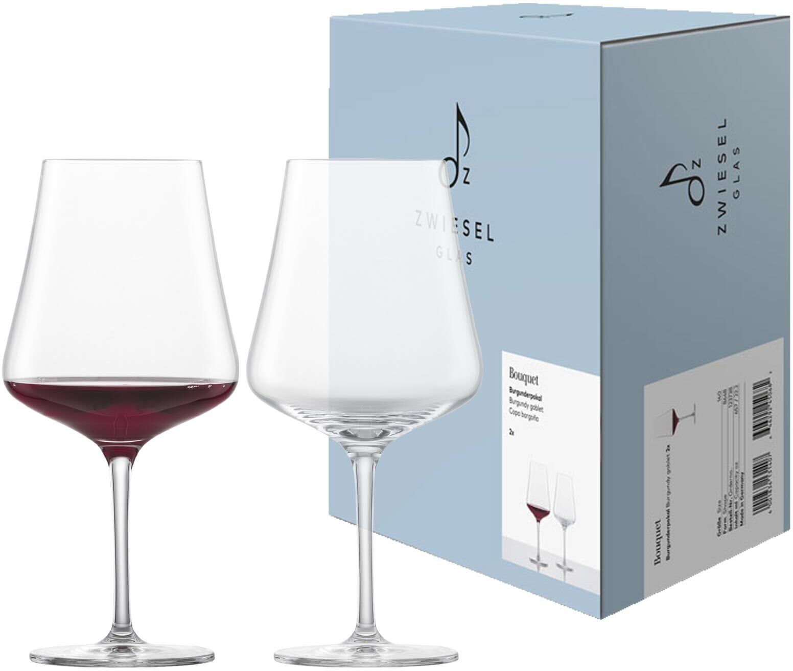 Rotweinglas ZWIESEL GLAS "Burgunder Rotweingläser Bouquet 657 ml 2er Set transparent", bunt (transparent), 2 tlg., Glas, Trinkgefäße, Rotweinglas