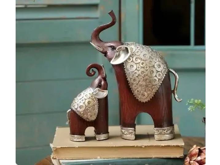 Ornement d'éléphant en résine, ensemble de 2 pièces, Statue, bibelots, accessoires de décoration pour la maison, artisanat, affichage d'entrée, Figurines, Sculpture