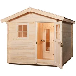 Weka Blockbohlen Saunahaus Mikkeli inkl. Elementsauna-7,5 kW Saunaofen OS inkl. Steuerung