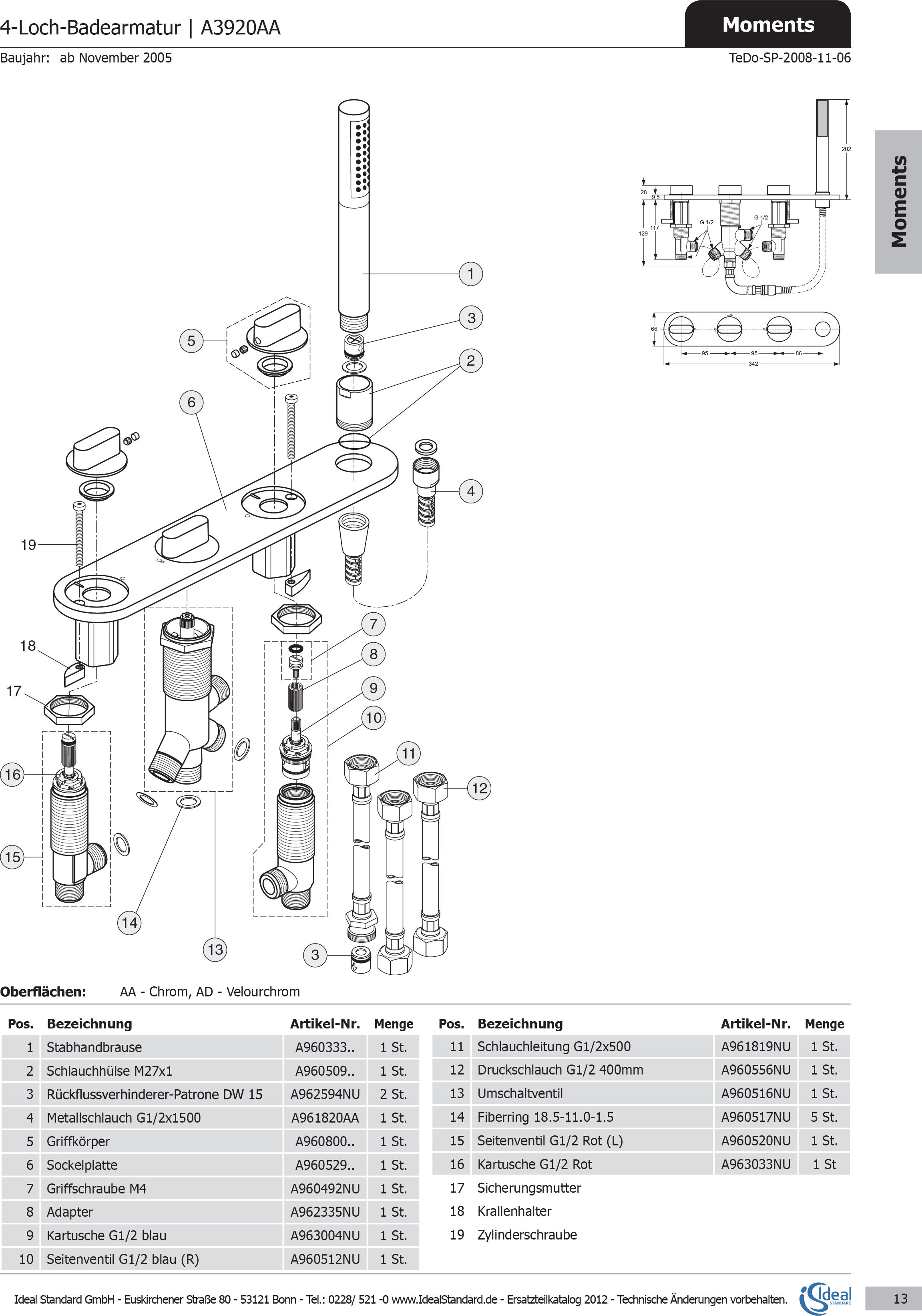 Ideal Standard match0 Zst., G1 / 2, gauche A960520NU