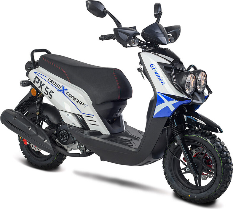 Motorroller PX55 Cross 50ccm 25 km/h, blau-weiß GT Union
