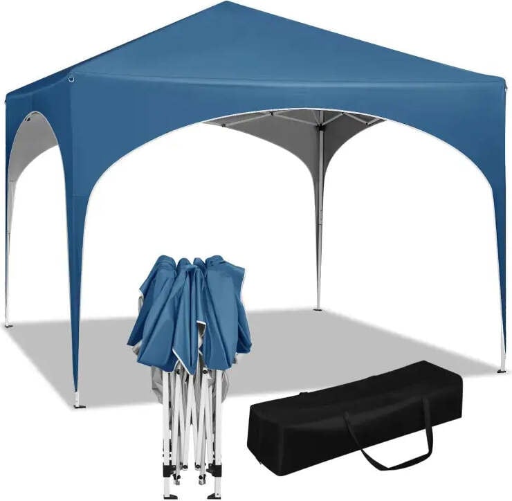 WOLTU BukkitBow Partytent met ronde zijkanten, opvouwbaar, waterdicht en weerbestendig, Blauw, 300 x 300 cm