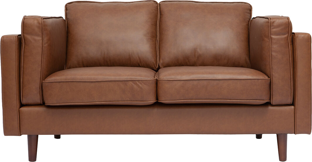 Miliboo Vintage-Ledersofa braun 2-Sitzer BRADLEY