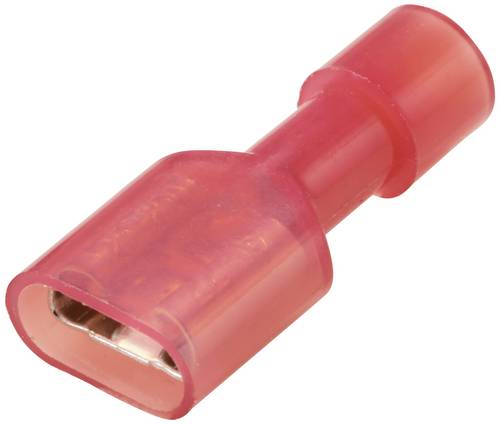 TRU COMPONENTS TC-11599308 Flachsteckhülse Steckbreite: 6.3mm Steckdicke: 0.8mm 180° Vollisoliert Rot