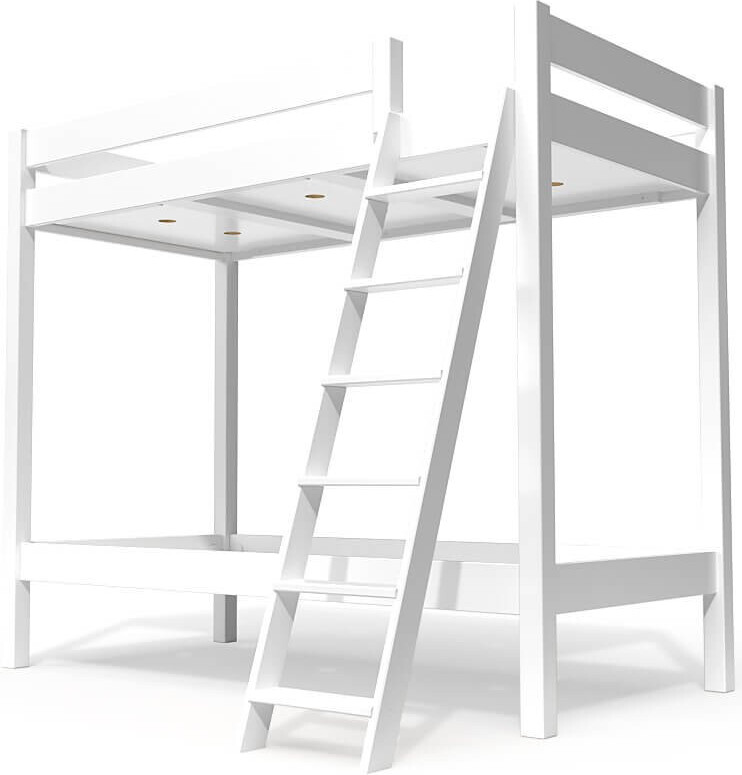 Etagenbett 2 Plätze 90x190 geneigte Skala Holz ABC - Weiß