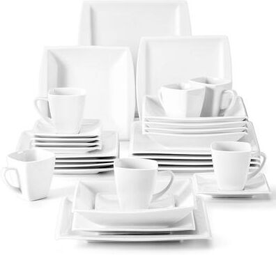 MALACASA Blance 30-Piece Square Dinnerware Set (Service for 6)