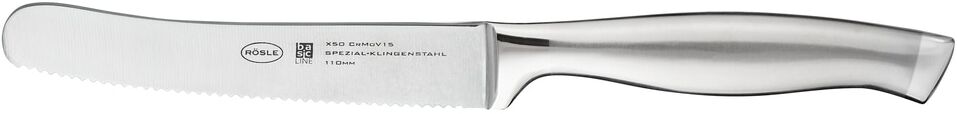 Brotzeitmesser RÖSLE "Basic Line", silber (silberfarben), B:17mm, Edelstahl, Klingenstahl, Essmesser, Wellenschliff, zum Schneiden und Bestreichen, Klingenspezialstahl