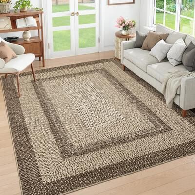 Garvee Modern Gradient Bordered Braided Print Area Rug