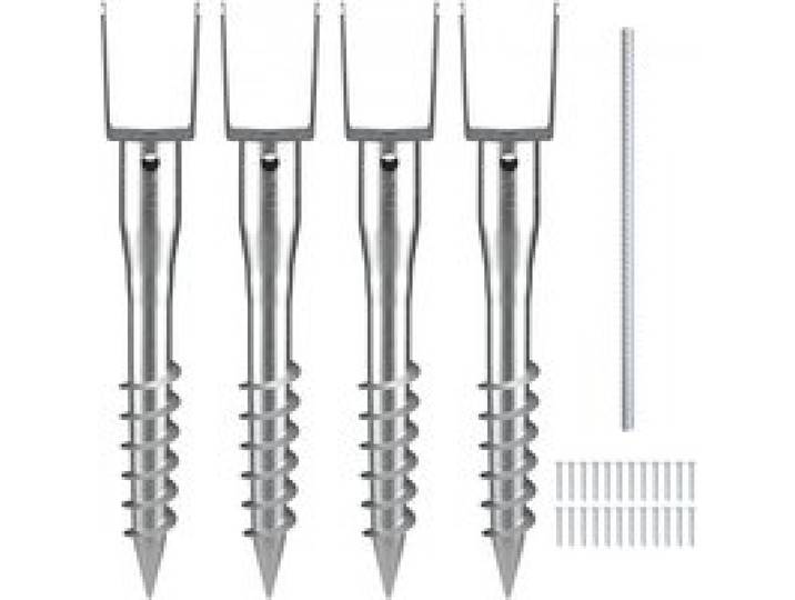VEVOR U-Pfostenträger 4er-Pack 100 x 70 x 700 mm DIY-Pfostenpfosten zum Einschrauben inkl. 6 Zugankern und einer Bewehrungsstange U-förmiger Pfostenhalter ideal für Briefkastenpfosten und Zaunpfosten