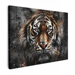 LEINWANDBILD Tiger - Tiere - Porträt - Luxus - Schwarz Wandbilder 80x60 cm