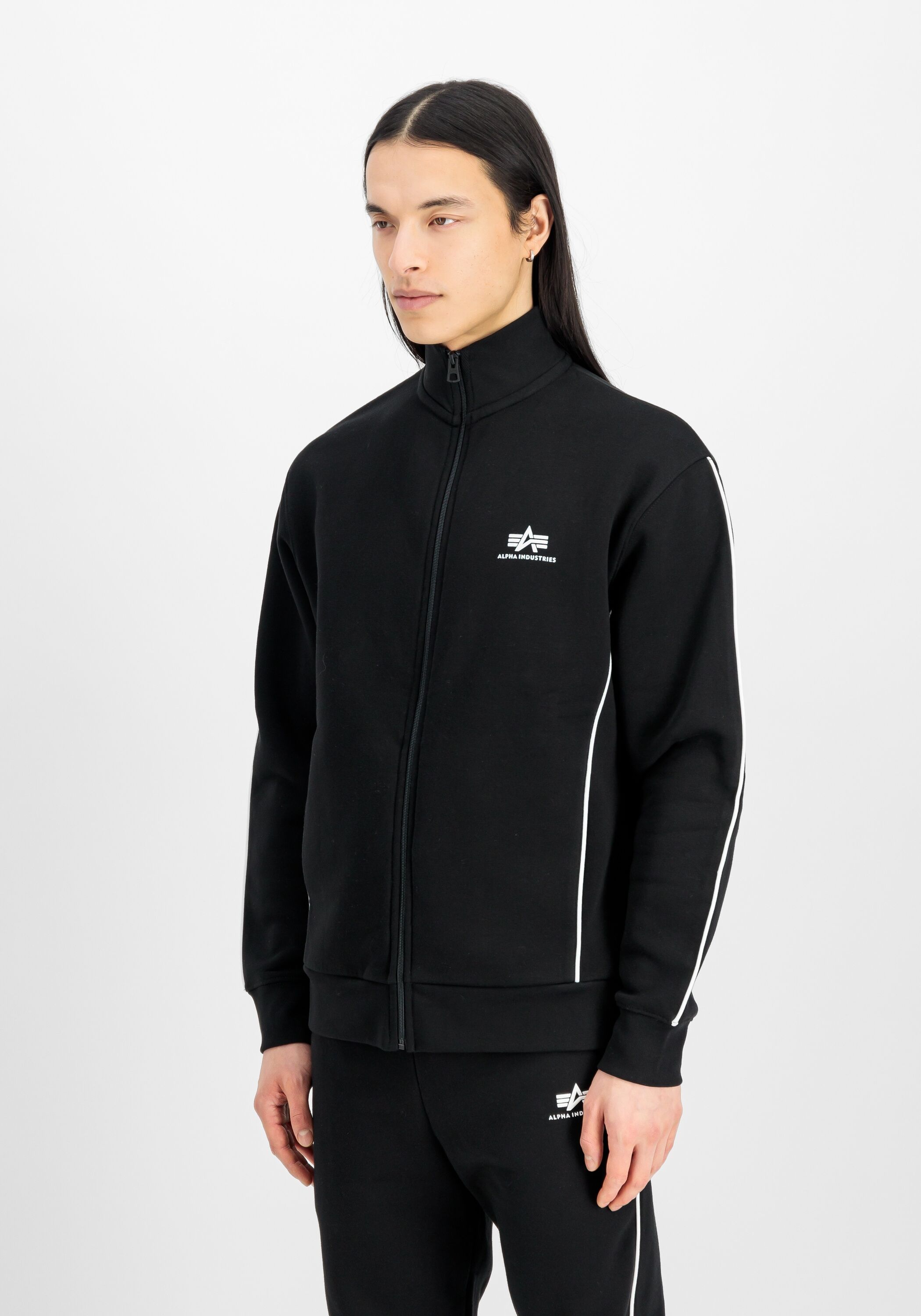Umstandsjacke ALPHA INDUSTRIES "Track Suit SL Jacket", Damen, Gr. S, schwarz, Obermaterial: 80% Baumwolle, 20% Polyester, Jacken Umstandsjacke schwarz S