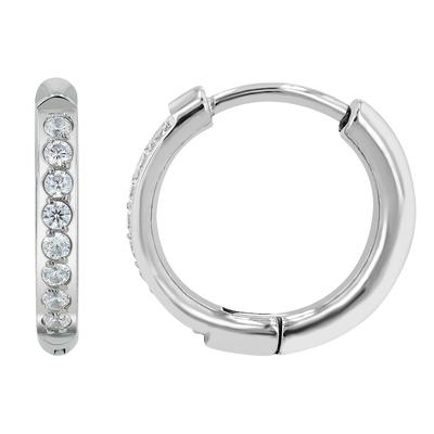 Klappcreolen ADELIA´S "Ohrringe – Klappcreole aus Titan mit Strass Steinchen", Damen, Gr. Damen, Titan, silber, Ohrringe Klappcreolen, Zum Verschenken – ideal zum Valentinstag
