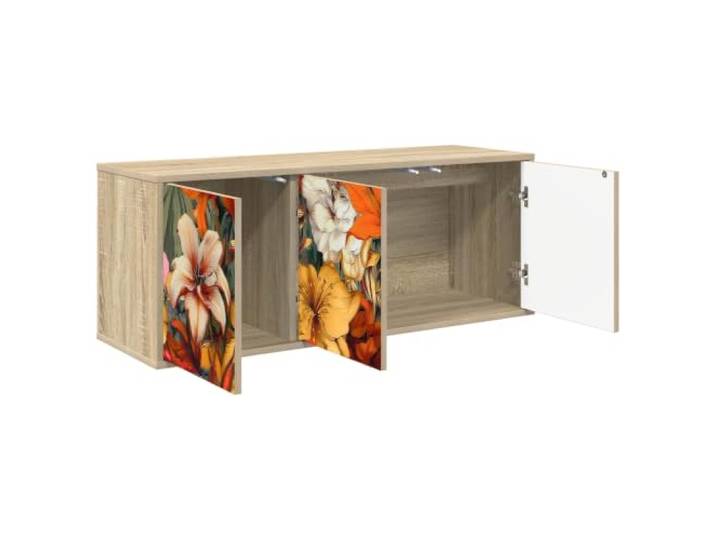 PUGYNBK TV-Möbel, Wand, Holz, 102 x 33 x 40 cm Schwimmendes Design, platzsparend, große Lagerung, dekoratives Muster, Reinigung mit trockenem Tuch