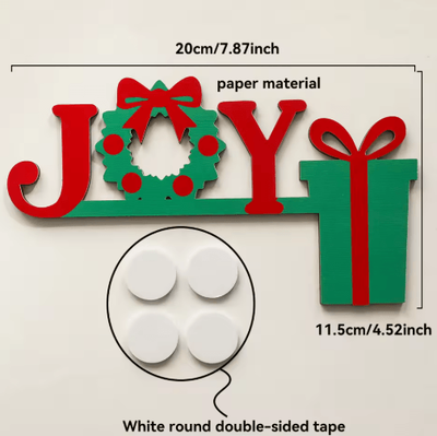 Inspire Picks JOY Wreath Christmas Door Topper Festive Red & Green Holiday Hanging Decor crafts Ms11351