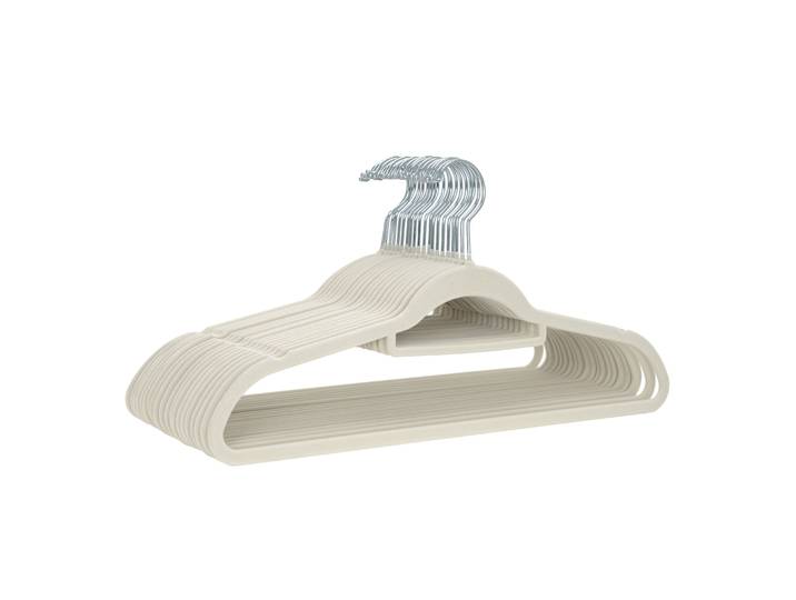 Kleiderbügel Samt mit Krawattenhalter beige 20er Set