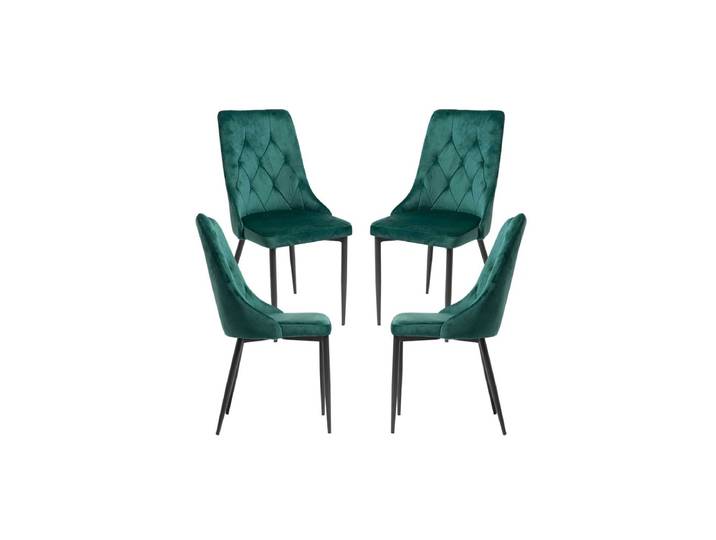 4er Set Dolphin Black Samt Stühle - Vert