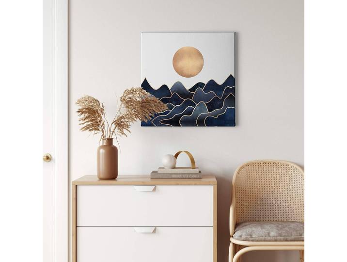 Impression sur toile Waves Gold Polyester PVC / Épicéa Doré 50 x 50cm