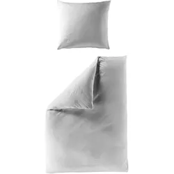 Bettwäsche Mako-Satin silber ( 240x220cm, mit 2 Kissen) - 135x200cm, mit 1 Kissen