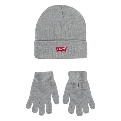 Strickmütze LEVI'S KIDS "CORE BATWING BEANIE/GLOVES", Jungen, grau (dunkelgrau), Feinstrick, Kunstfaser, Mützen Strickmütze, und Handschuhe