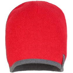Strickmütze 2-farbig - Rot/Schiefer