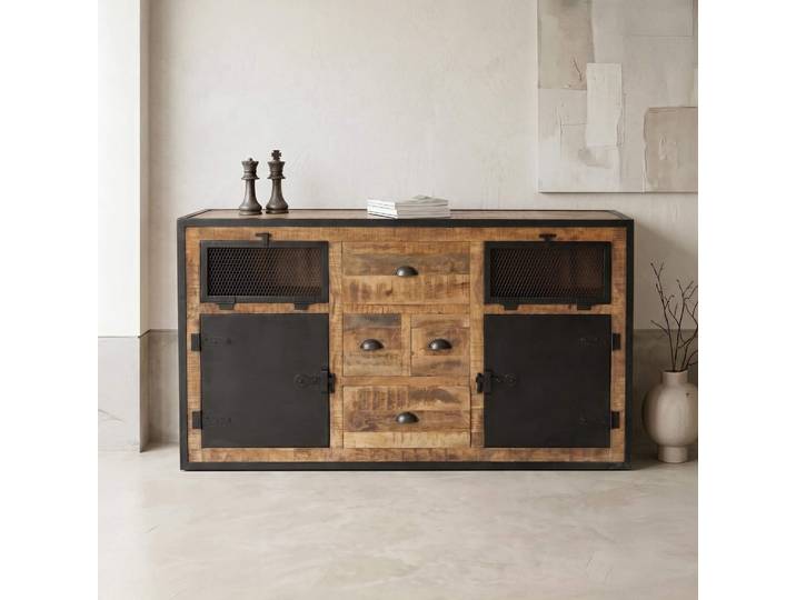Buffet industriel à portes finition carbone