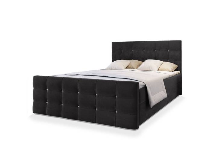 BOXBETT SLAT 180x200 cm mit Matratze und Topper - Schwarz