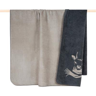 Wohndecke PAD "FUNDEER", grau (graphite), B:150cm L:200cm, Baumwolle, Polyacryl, Wohndecken, Wohndecke, Charmantes Rentier-Motiv für nordische Weihnachtsstimmung