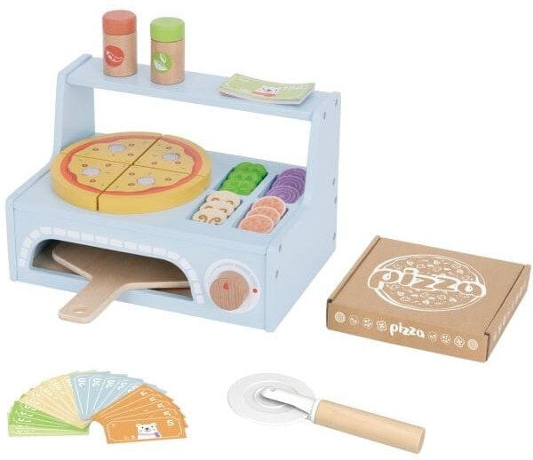 Tooky Toys Tooky Toy - Wooden Pizza Oven for Imaginative Play - Includes Cutter, Oven Paddle, and Menus - Durable Child-Friendly Wood - Ages 3 and Up