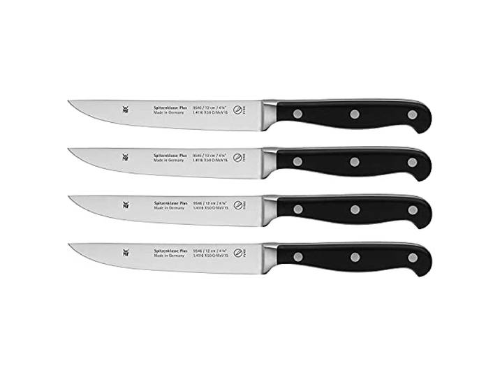 WMF Spitzenklasse Plus Steakmesser Set 4teilig, 22 cm, Made in Germany, Messer geschmiedet, Performance Cut, Klinge 12 cm