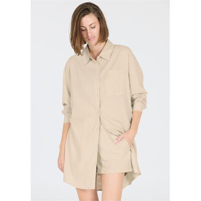 Jerseykleid ATHLECIA "Resort", Damen, Gr. 44, EURO-Größen, beige (hellbeige), 55% Leinen, 45% Viskose, unifarben, lang, ohne Ausschnitt, Kleider Jerseykleid, im eleganten und atmungsaktiven Design