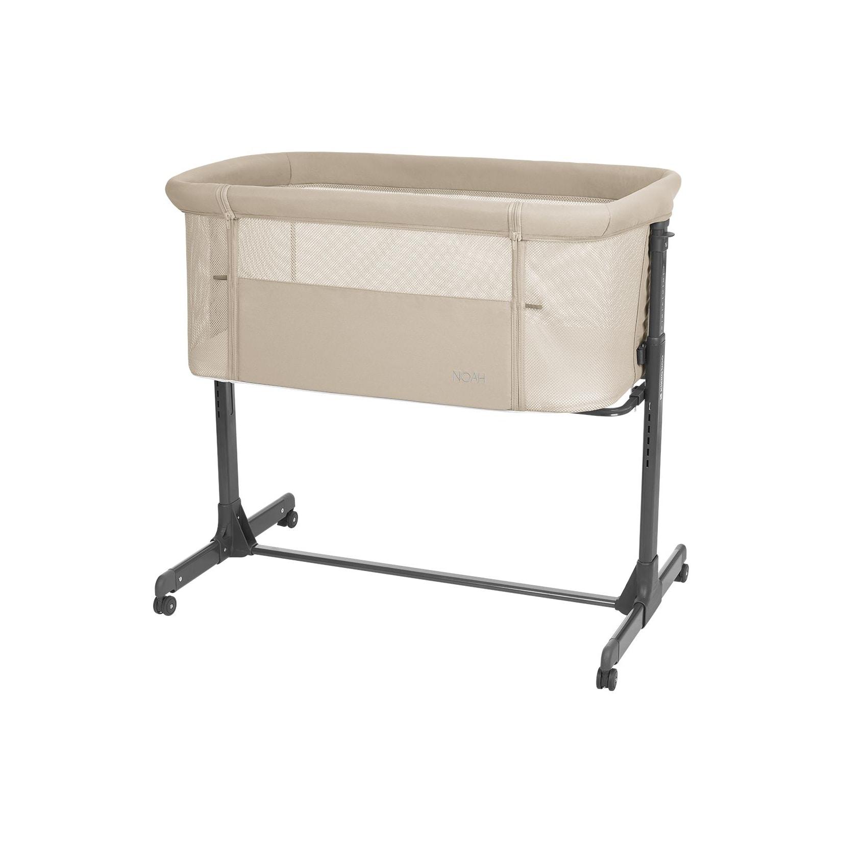 Kikkaboo Beistellbett Noah verstellbar Räder Anti Reflux eine Seite zum Öffnen braun