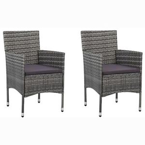 vidaXL Gartenstuhl 46180, Polyrattan, Niedriglehner, grau, 2 Stück